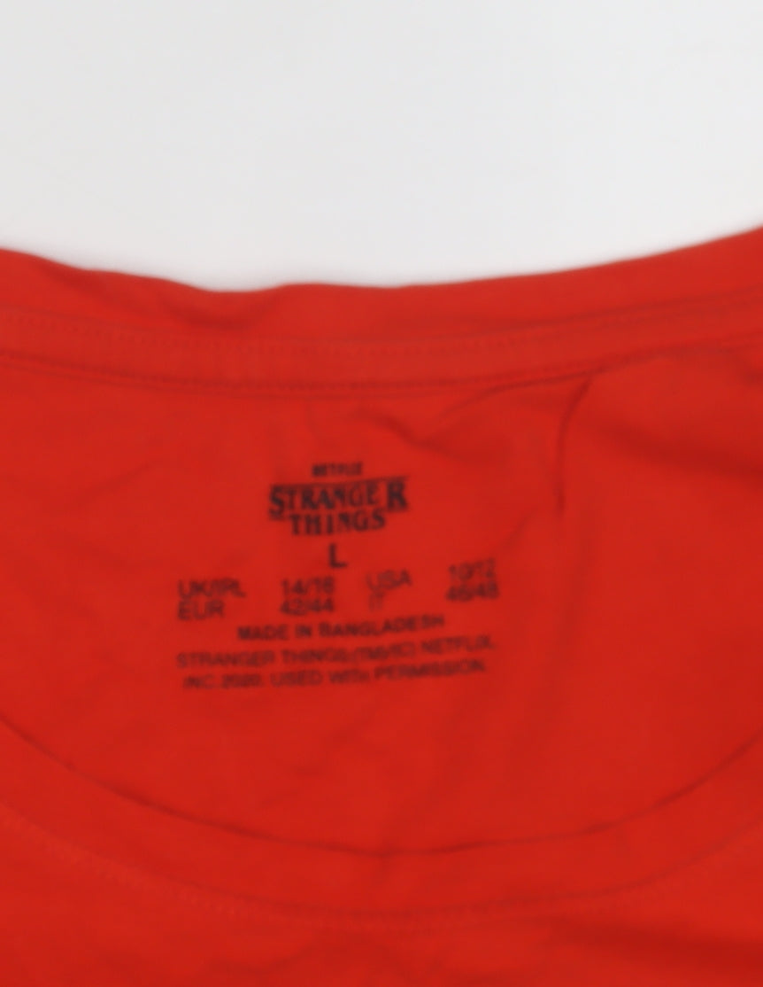 Stranger Things Women's Red T-Shirt, Size L, Casual