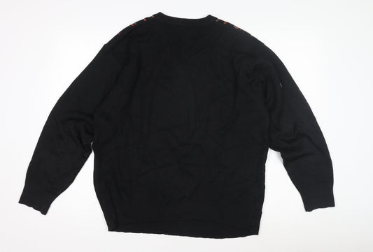 Felici Men's Black Striped Pullover Jumper L