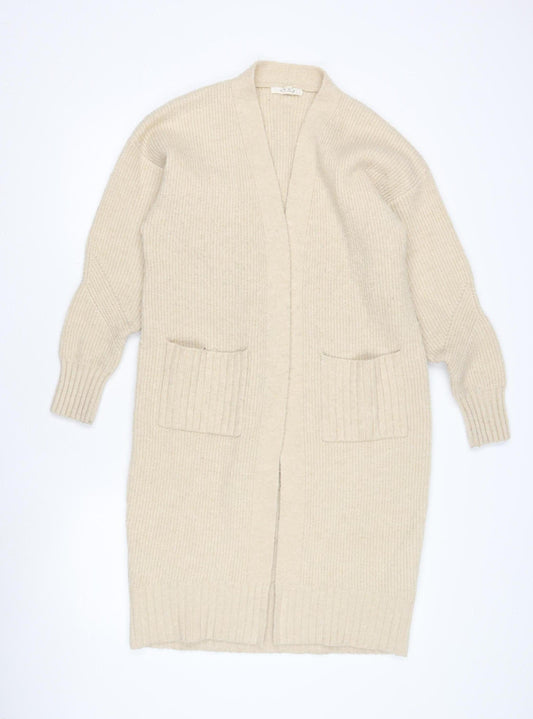 White Stuff Women's Beige Open Front Cardigan Size 12
