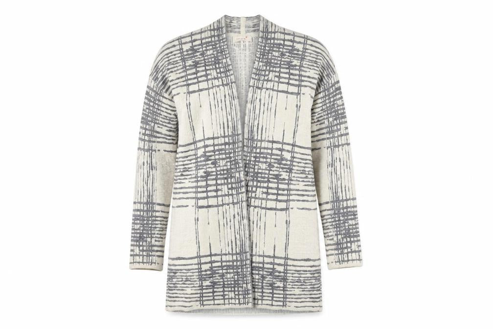 Marks and Spencer Women's Ivory Check Open Front Cardigan L