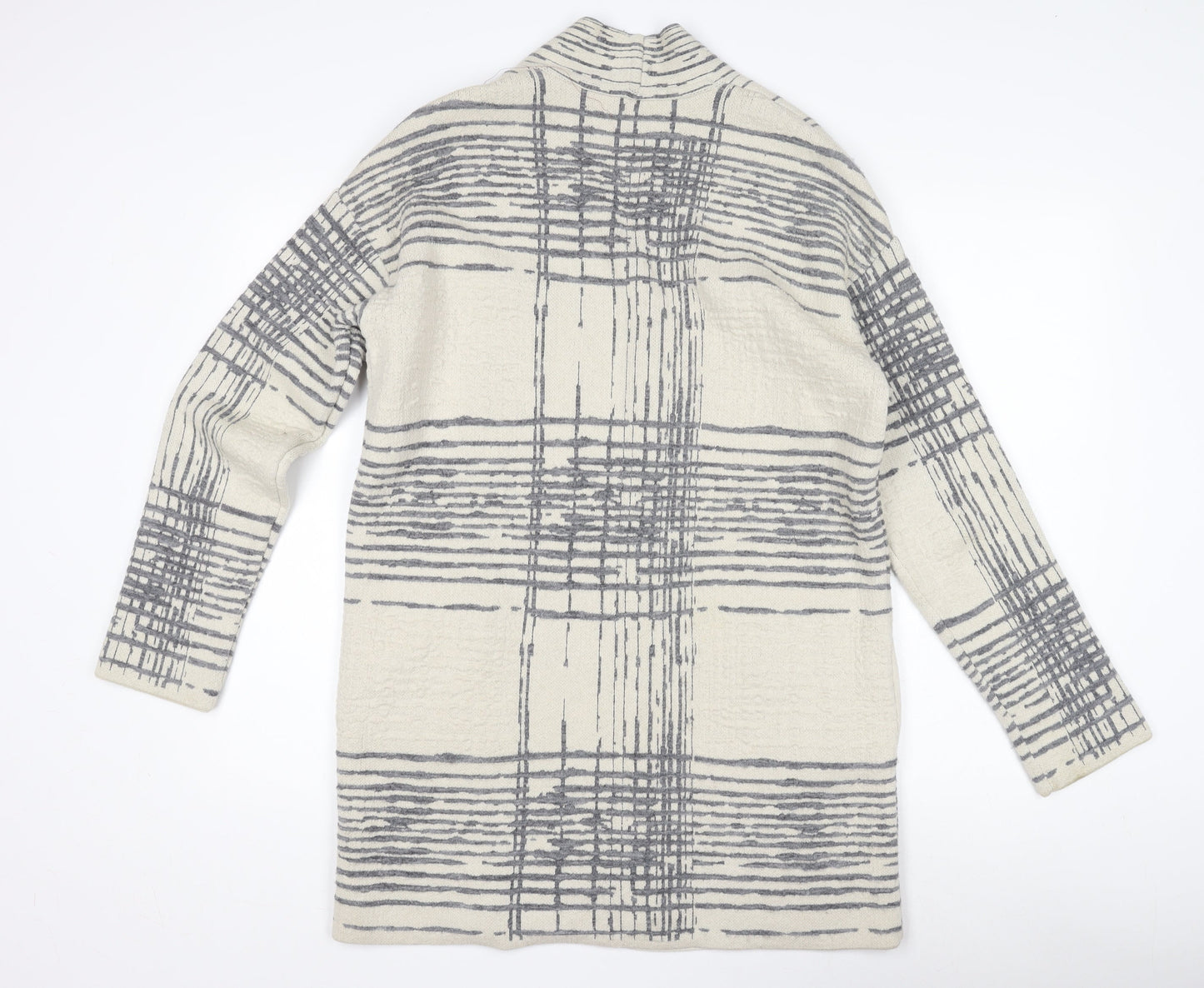 Marks and Spencer Women's Ivory Check Open Front Cardigan L