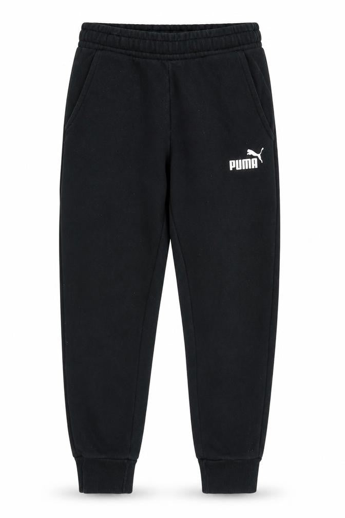 Front view of Puma boys’ black jogger trousers, size 9-10, years