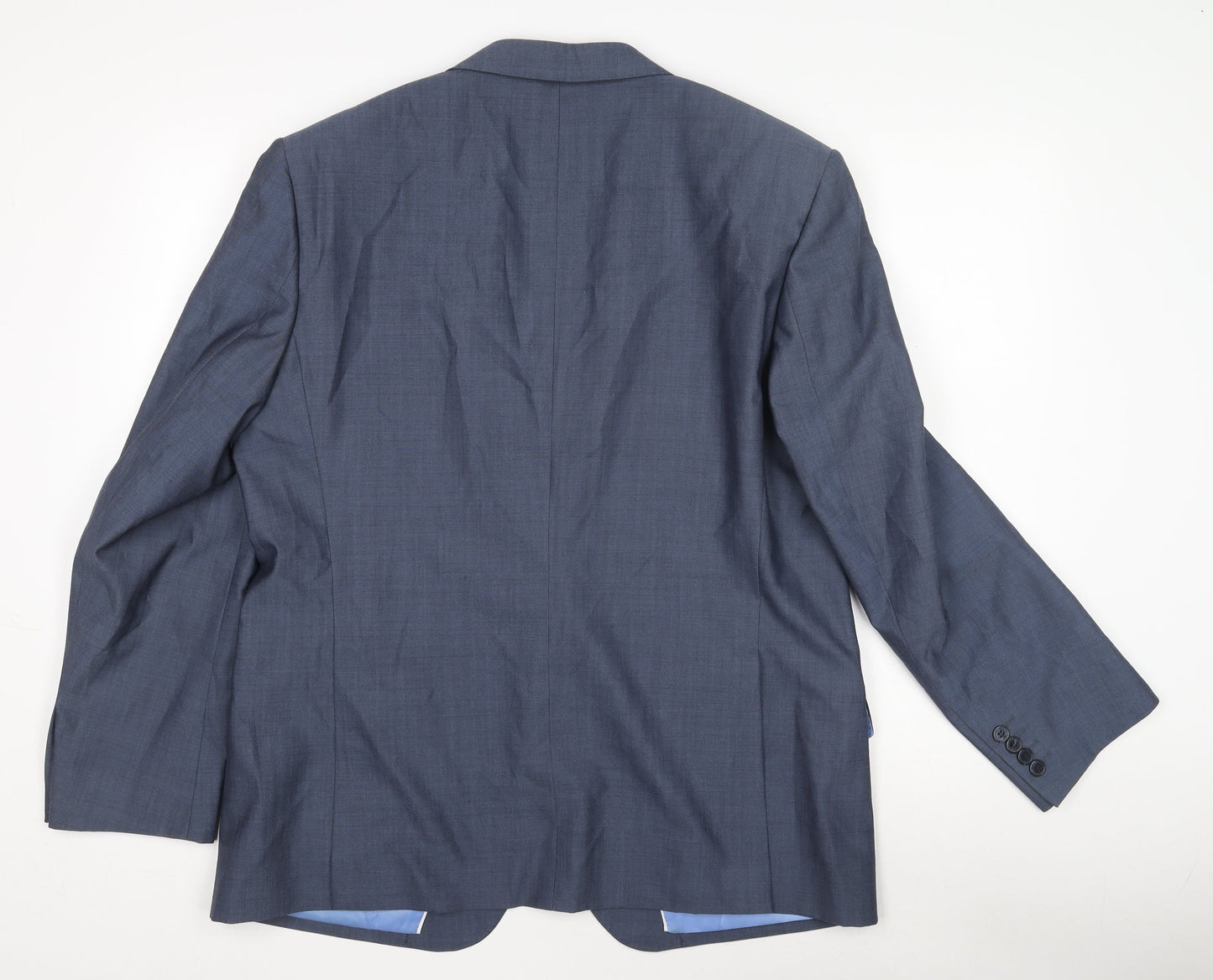 Alfred Brown Men's Blue Wool Blazer, Formal Jacket