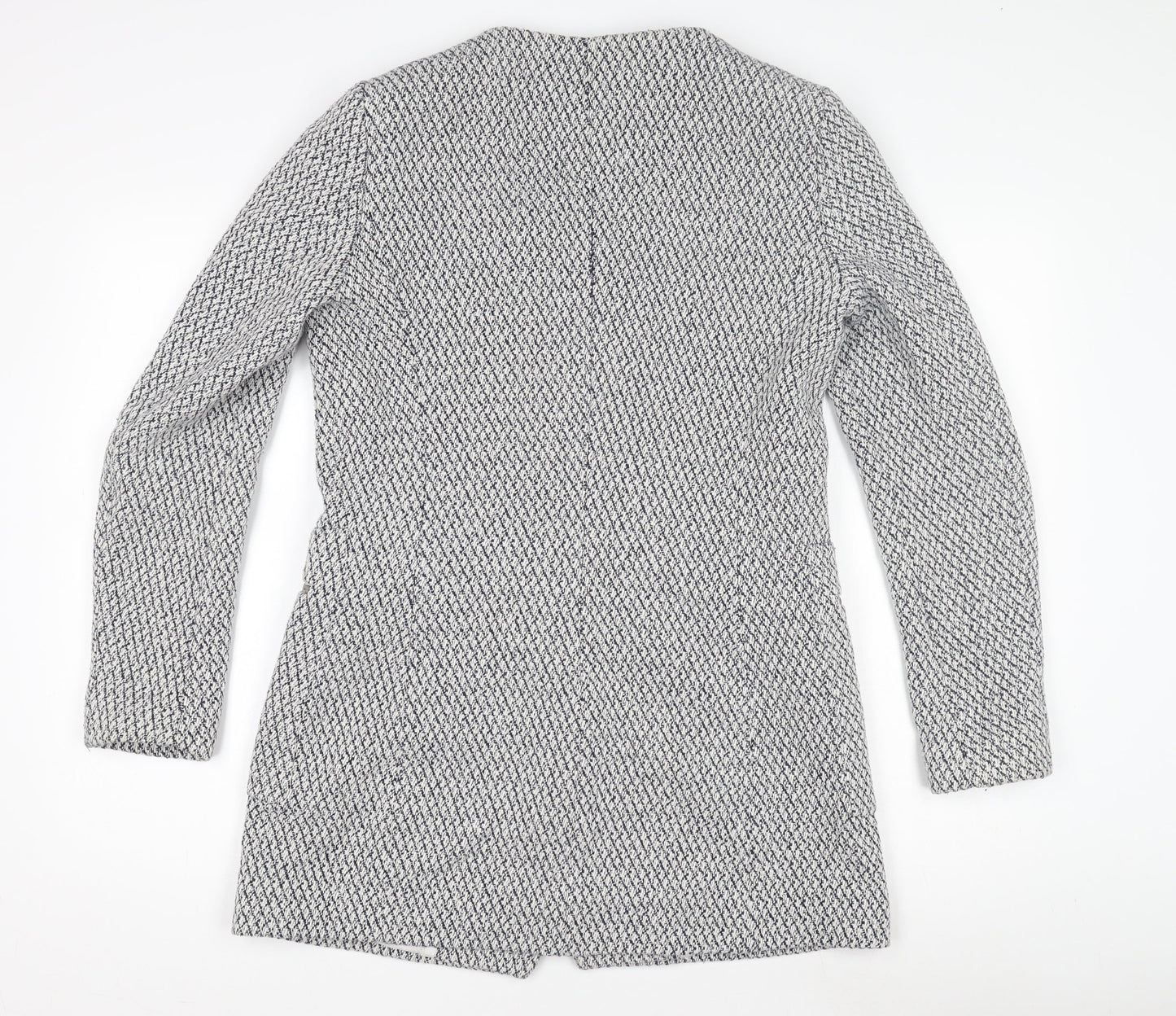 Zara Women's White Tweed Mid-Length Coatigan