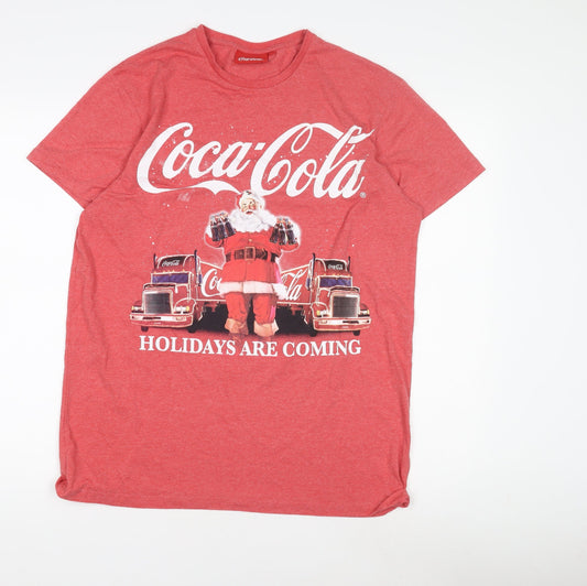 Coca-Cola Men's Red Christmas T-Shirt Size L