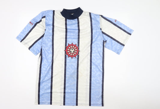 Vintage Men's Blue Striped Football Jersey M