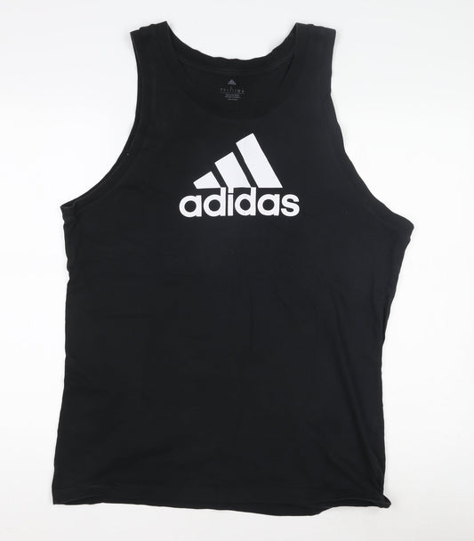 adidas Men's Black Cotton Tank Top L Gym Training