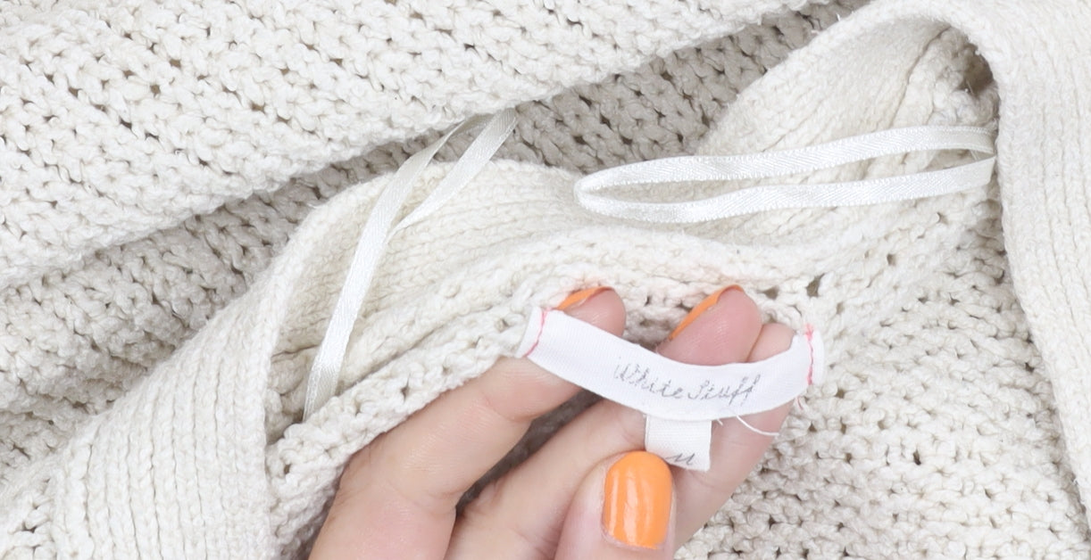 White Stuff Women's Ivory Open Front Cardigan Medium Chunky-Knit