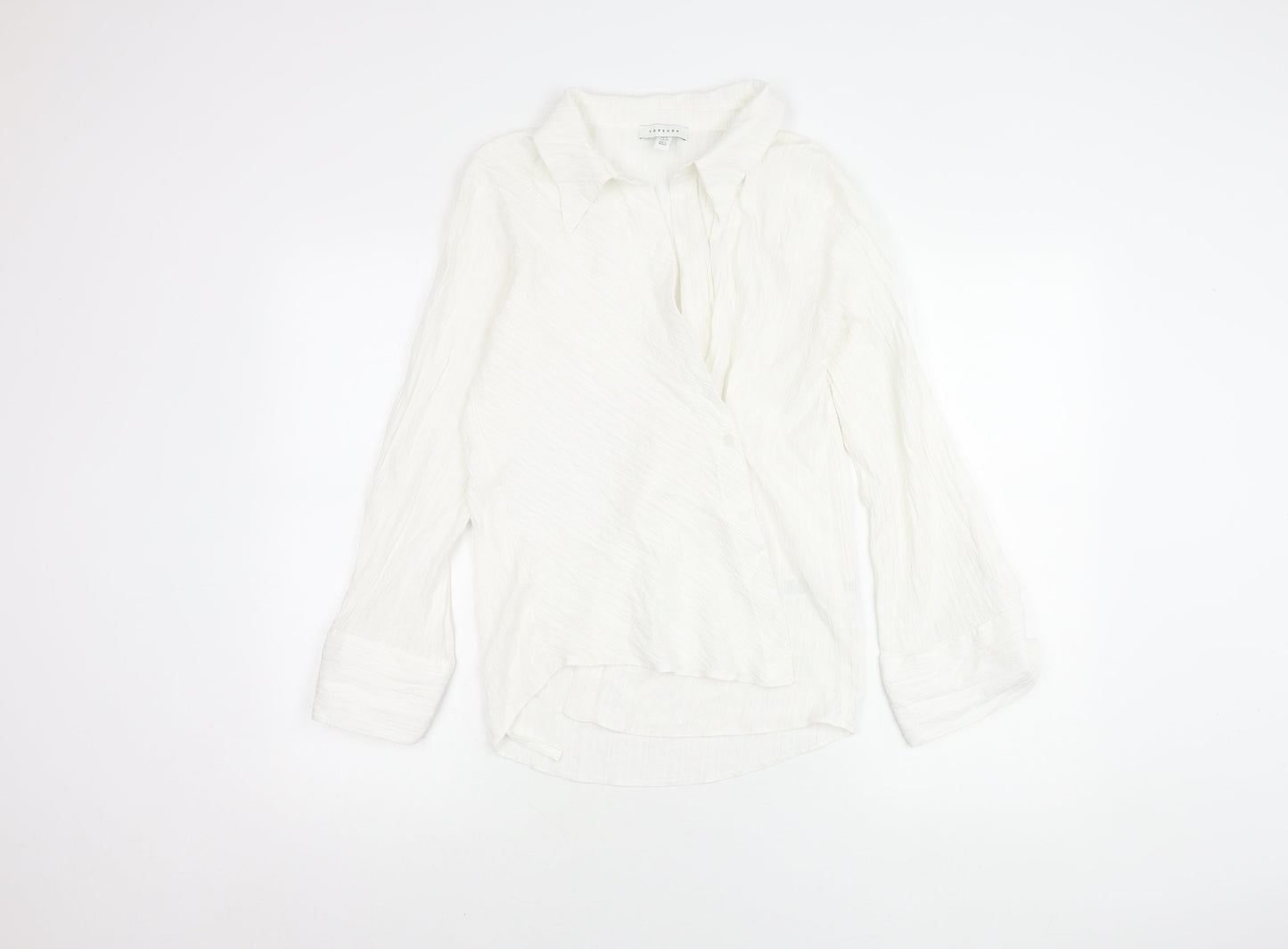 Topshop Women's White Long Sleeve Shirt Size 8