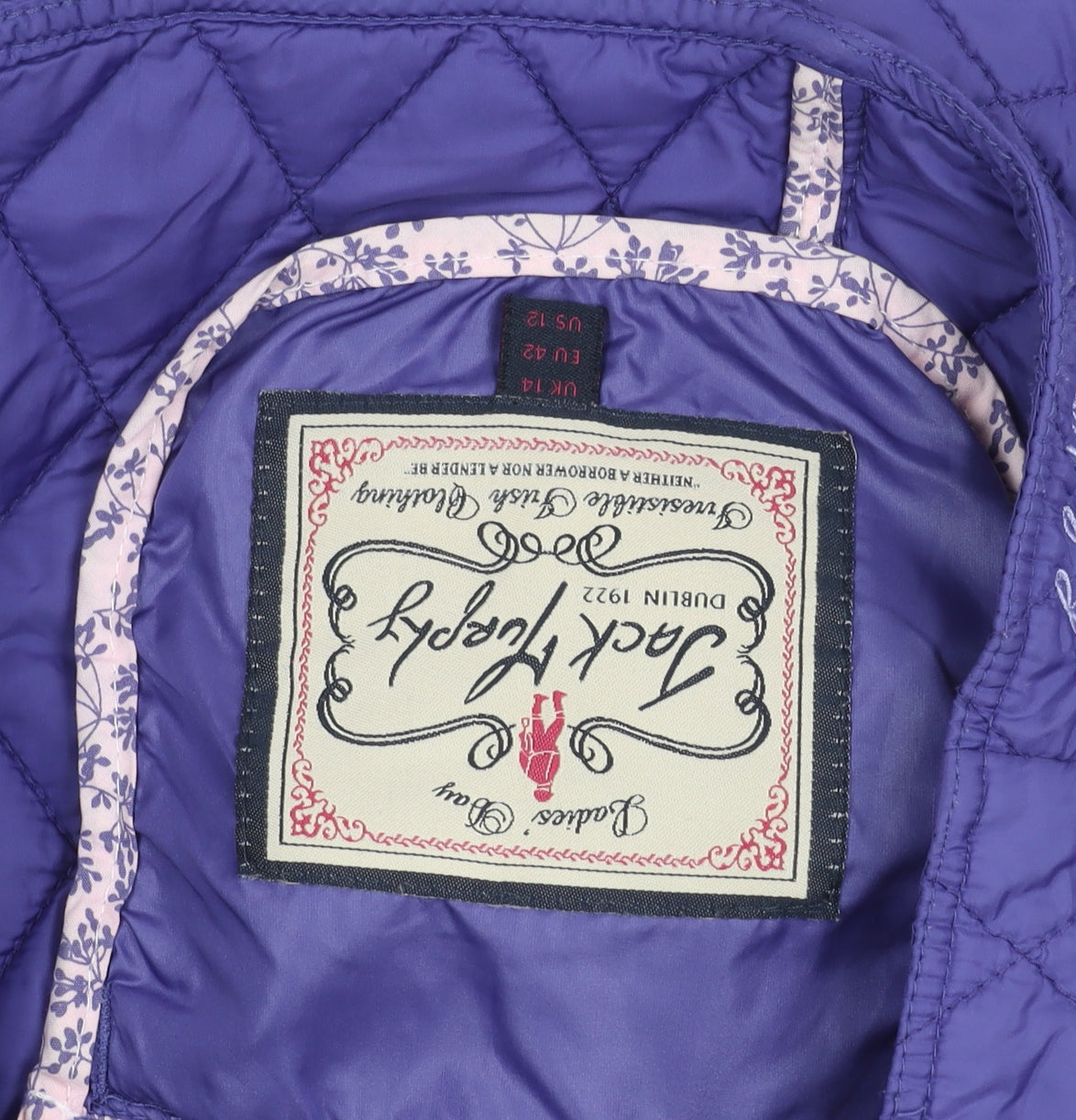 Jack Murphy Women's Purple Quilted Jacket Size 14