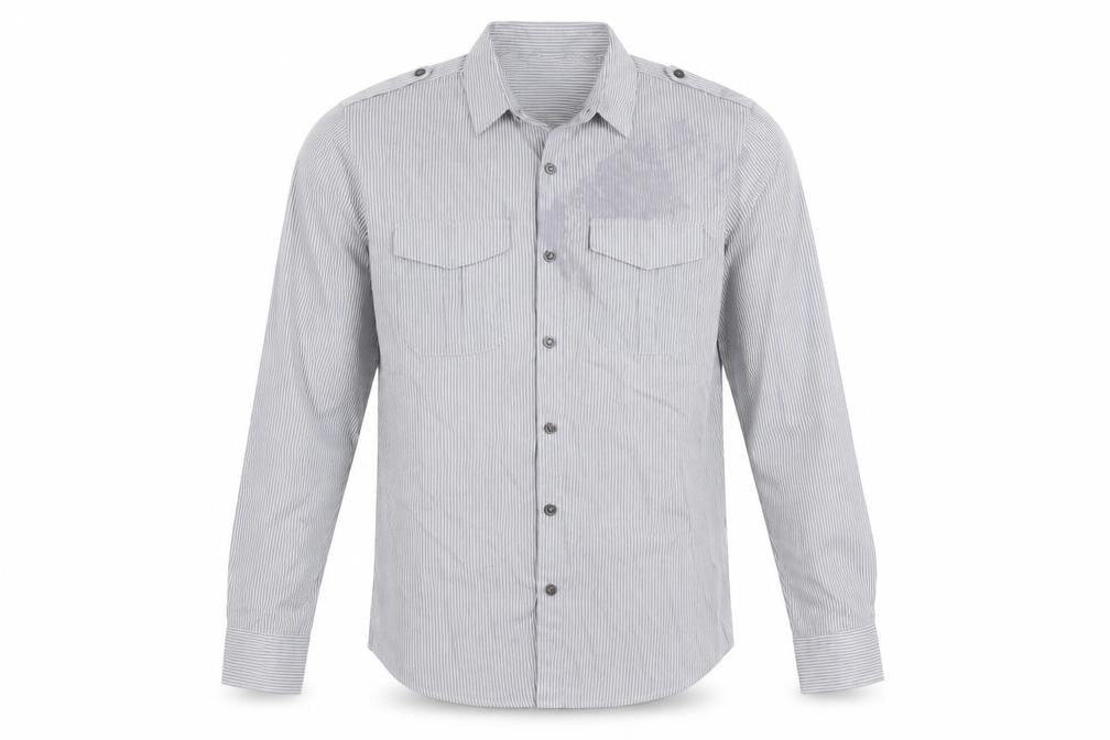 River Island Men's Grey Striped Button-Up Shirt S