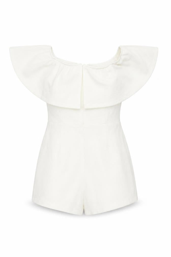 Rare London White Off Shoulder Playsuit Size 8