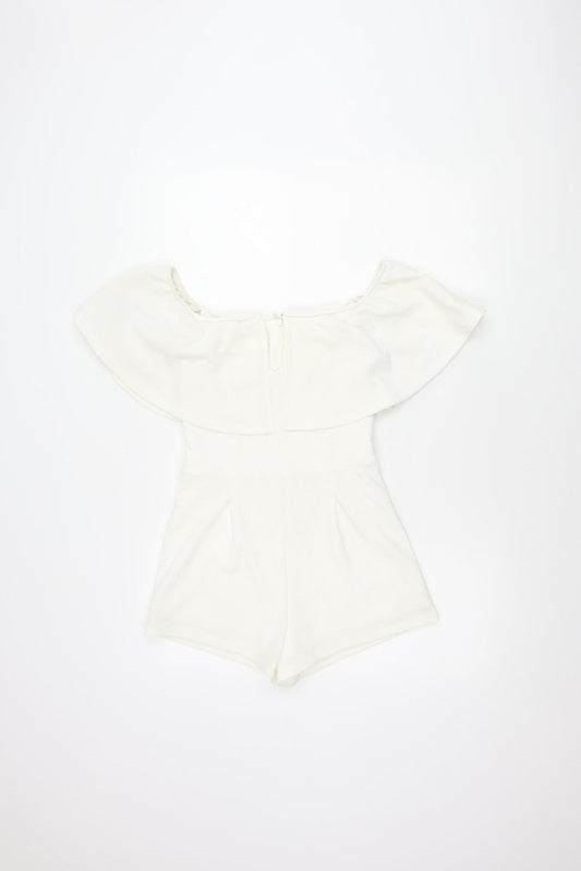 Rare London White Off Shoulder Playsuit Size 8