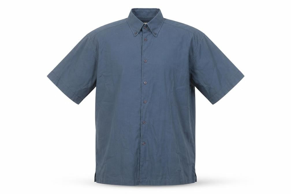 EWM Men's Blue Short Sleeve Button-Up Shirt L