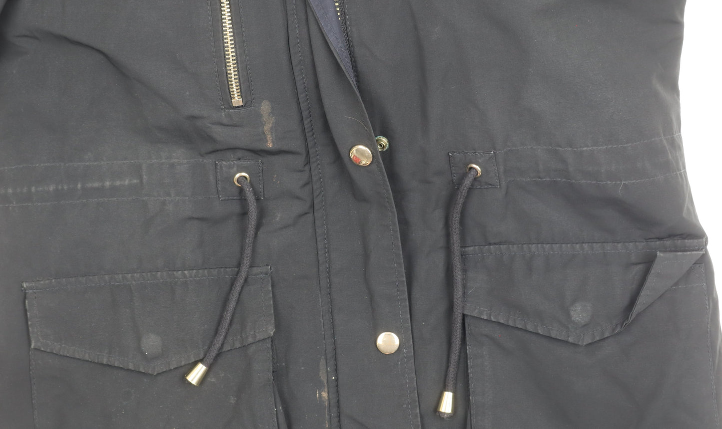 Topshop Women's Black Hooded Parka Jacket Size 10