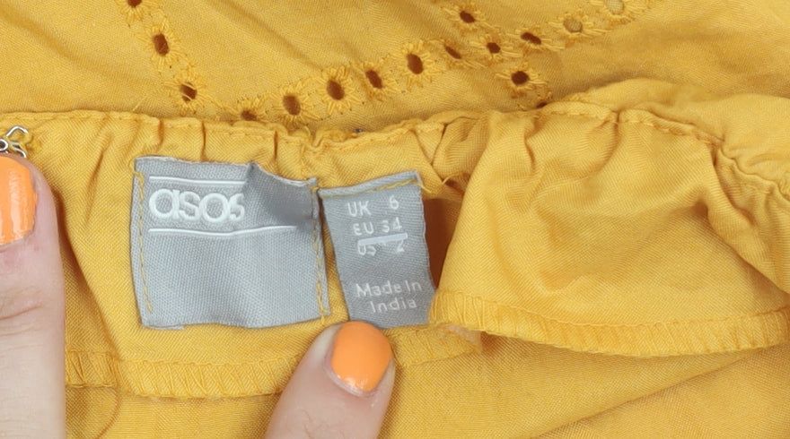 ASOS Women's Yellow Off Shoulder Dress Size 6
