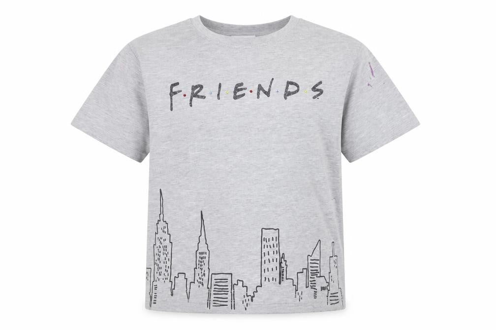 Front view of George girls’ grey friends t-shirt, size 11-12, years