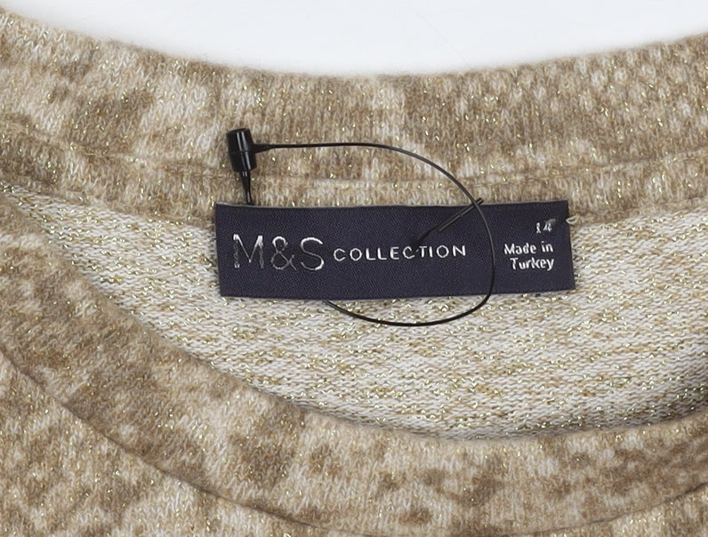 Marks and Spencer Women's Beige Pullover Jumper Size 14