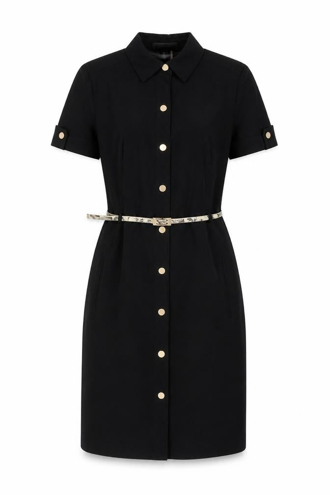 Front view of Ellen Tracy Black Women’s Shirt Dress, size UK 2
