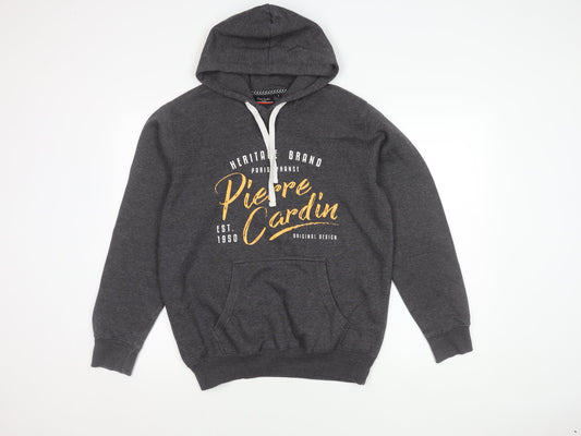 Pierre Cardin Men's Grey Small Pullover Hoodie