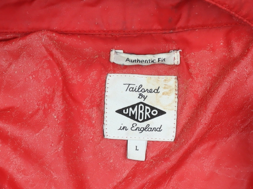 Umbro Men's Red Windbreaker Jacket Size L