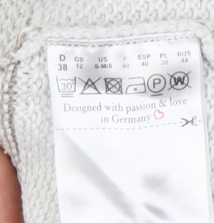 Olsen Women's White Striped Pullover Jumper Size 12