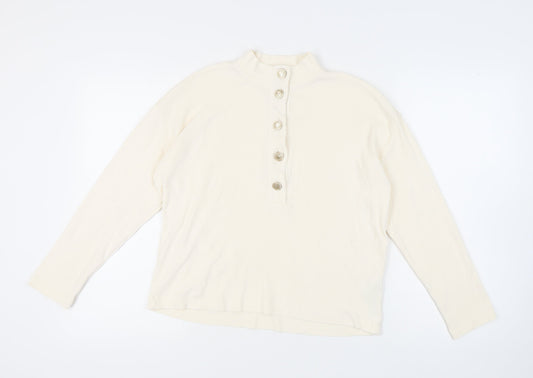 Massimo Dutti Women's Ivory Button-Up Top M