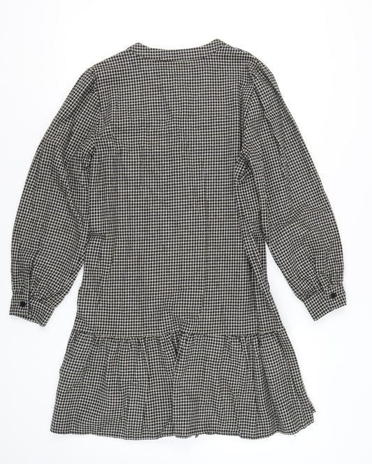 Anna Bernini Women's Black Check Shirt Dress L
