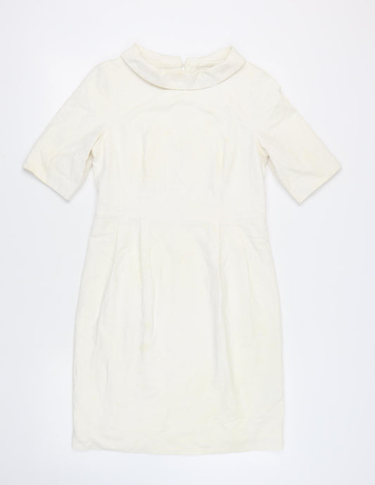 Boden Women's Ivory Sheath Dress, Size 12, Classic Style