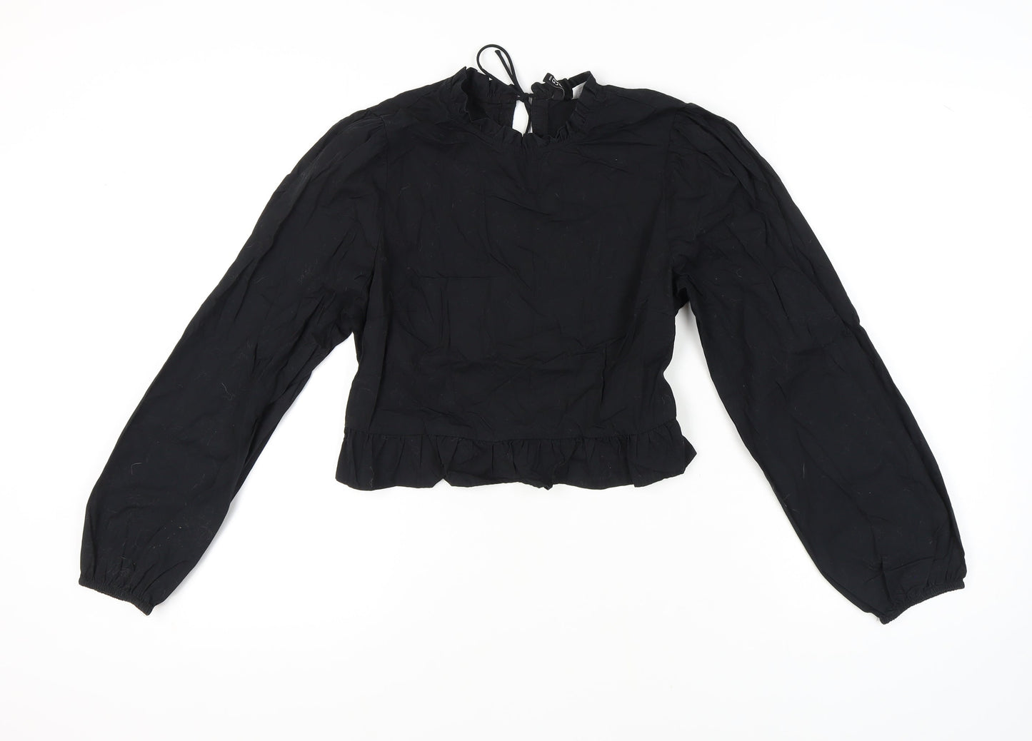 H&M Women's Black Cropped Blouse, Size M, Casual Style