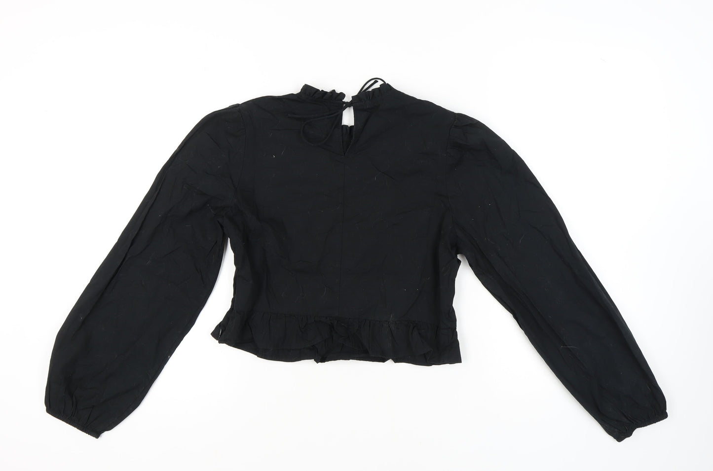 H&M Women's Black Cropped Blouse, Size M, Casual Style