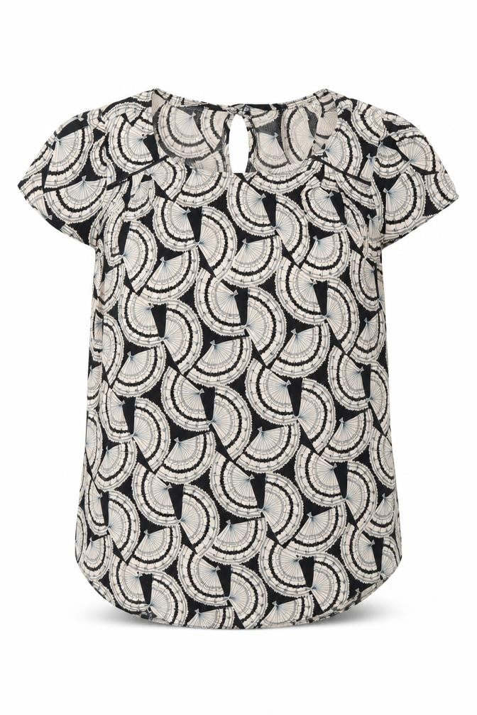 Billie & Blossom Women's Black Geometric Blouse, Size 10