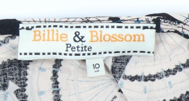 Billie & Blossom Women's Black Geometric Blouse, Size 10