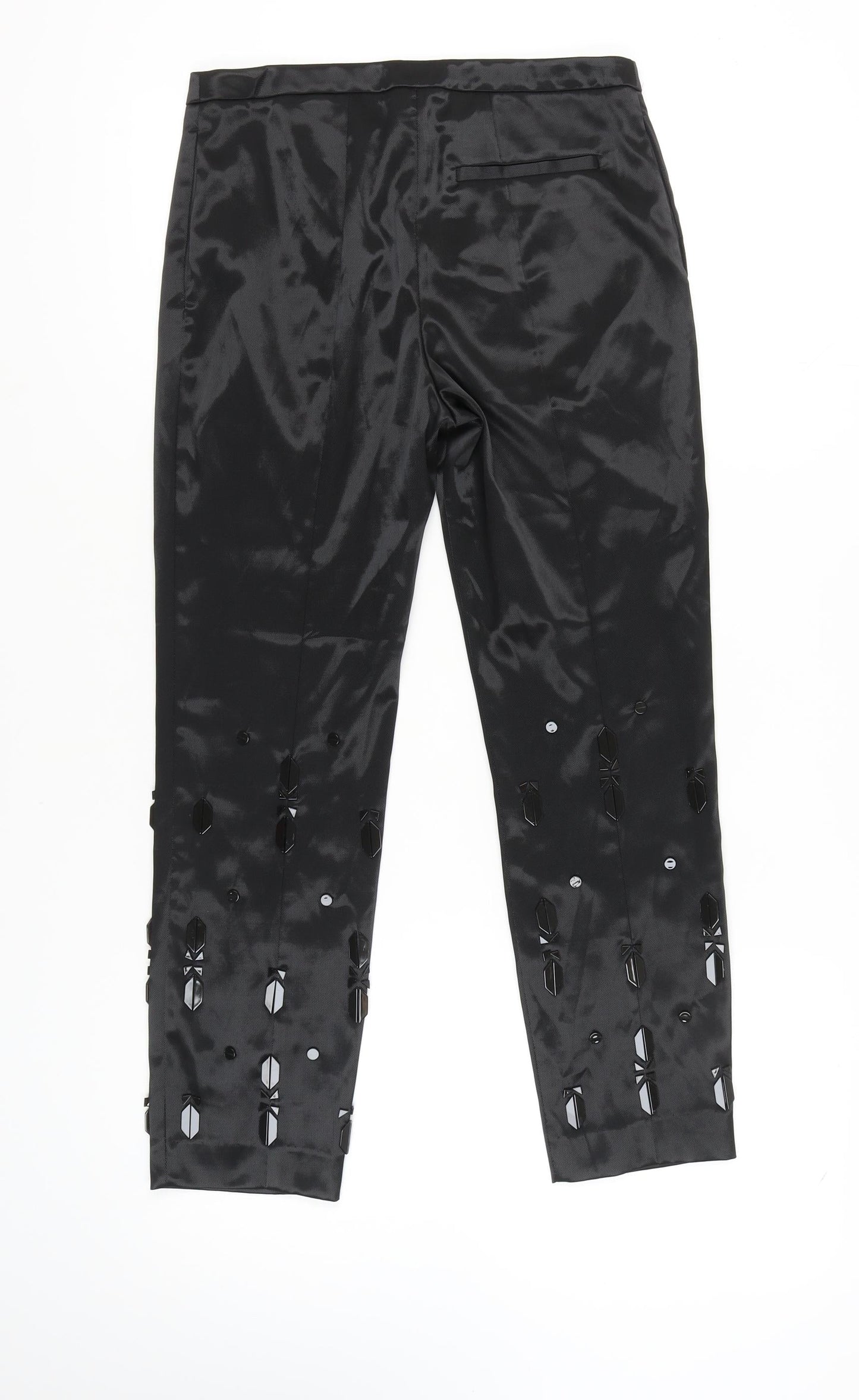 H&M Women's Black Cropped Trousers, Size 10, Stretch