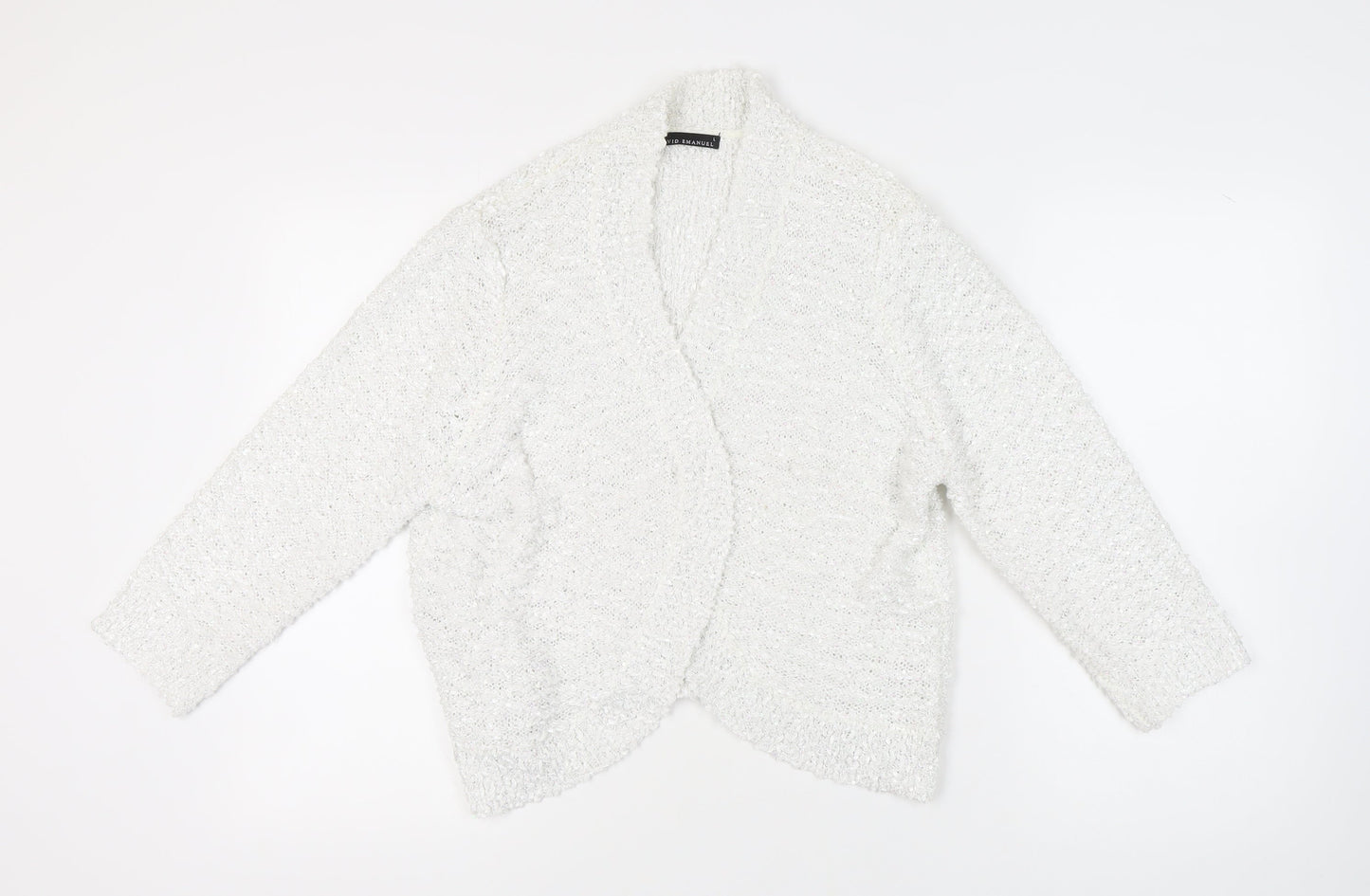 David Emanuel Women's White Open Front Cardigan - Size L