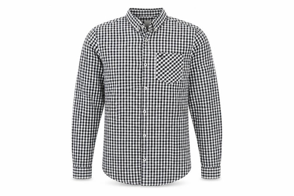 River Island Men's Slim Fit Black Check Shirt S