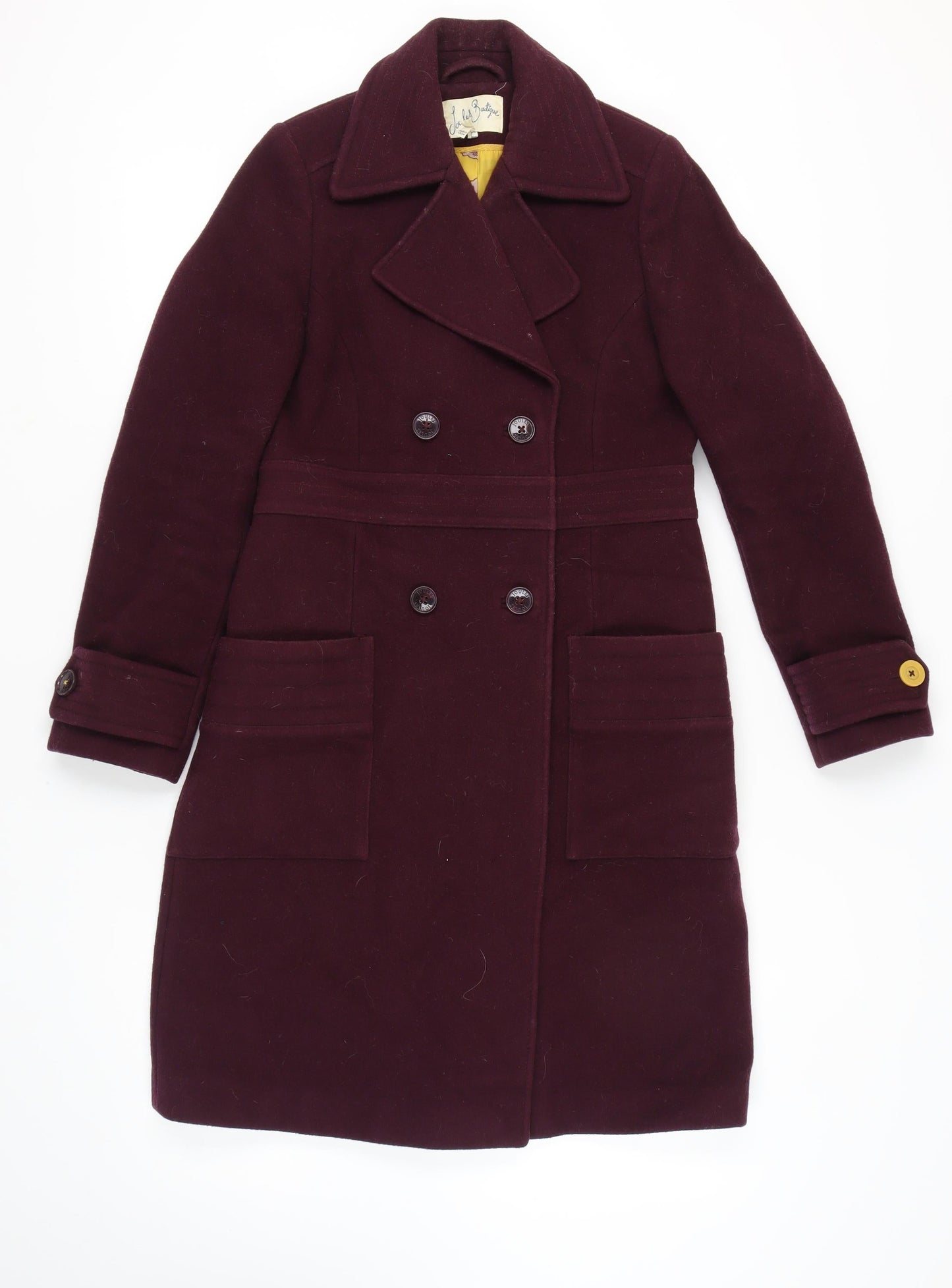 Joules Women's Purple Pea Coat Size 12 Wool Blend