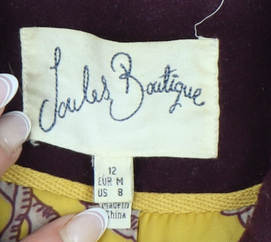 Joules Women's Purple Pea Coat Size 12 Wool Blend