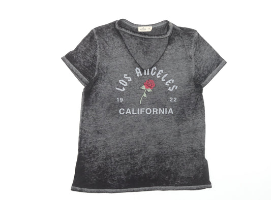 Hollister Women's Black T-Shirt V-Neck California M