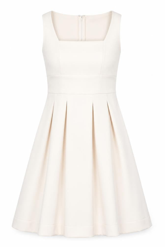 Front view of ASOS Women's Ivory Midi A-Line Dress, size 8
