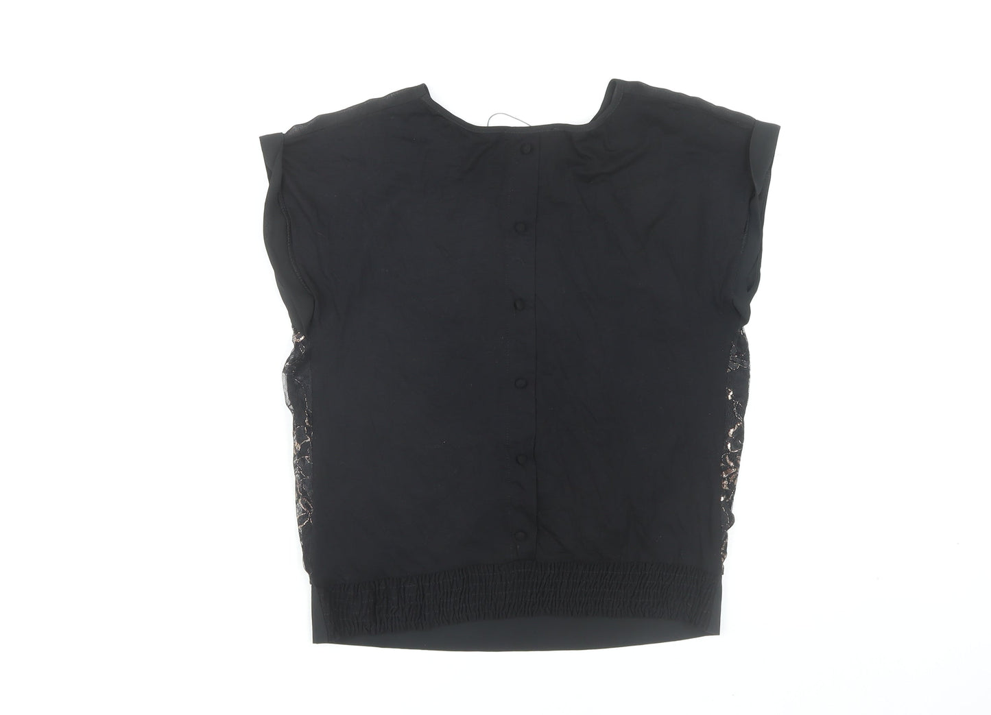 Oasis Black Floral Lace Blouse Women's XS Sleeveless