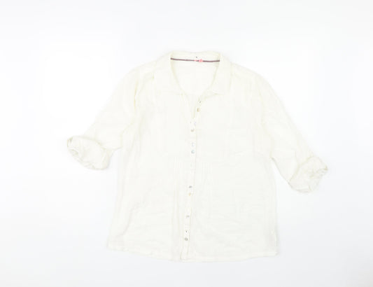 White Stuff Women's White Button-Up Shirt Size 10