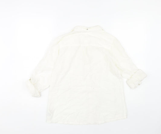 White Stuff Women's White Button-Up Shirt Size 10