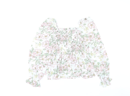 Apricot Women's Floral Blouse, Size 8, Cropped Style