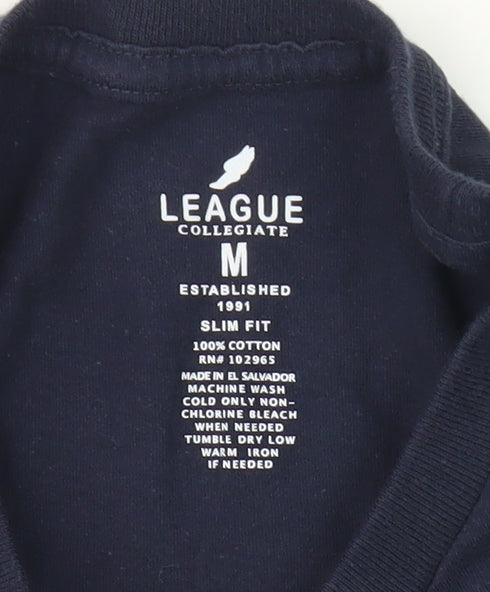 League Collegiate Blue T-Shirt, M, Unisex, Slim Fit, Casual