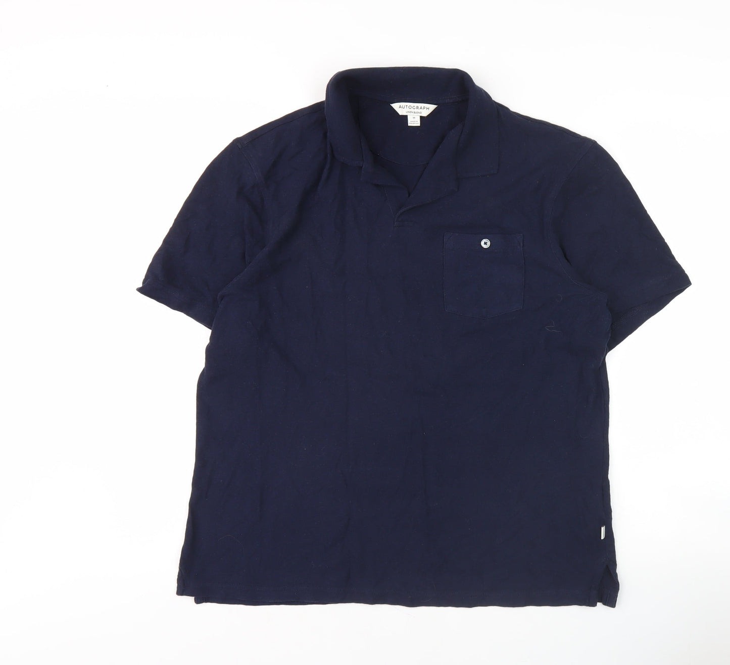 Marks and Spencer Men's Blue Polo Shirt, M, Cotton Blend