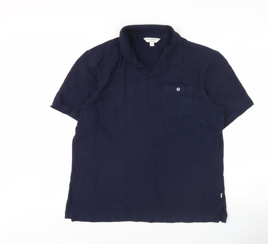 Marks and Spencer Men's Blue Polo Shirt, M, Cotton Blend