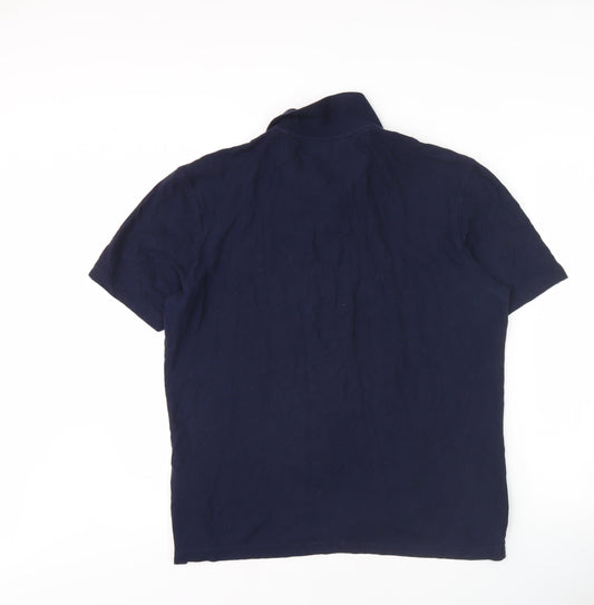 Marks and Spencer Men's Blue Polo Shirt, M, Cotton Blend