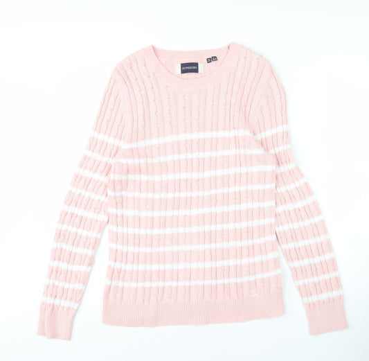 Superdry Pink Striped Women's Cotton Pullover Jumper