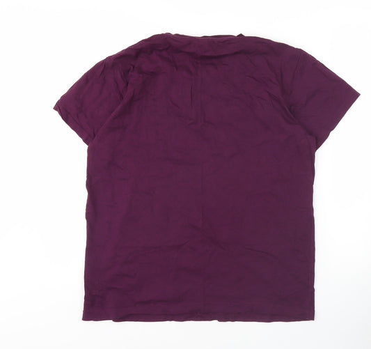 Pierre Cardin Men's Purple Graphic T-Shirt, M, Crew Neck